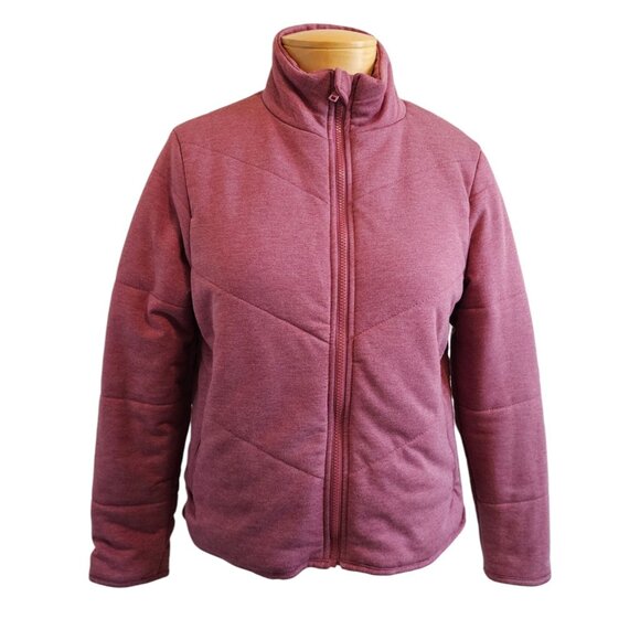 Three Dots Dusty Rose Zip Front Knit Quilted Medium Weight Jacket High Low Hem S - Picture 1 of 9